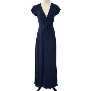 Aritzia Babaton Maxi Navy Slit Wrap Dress